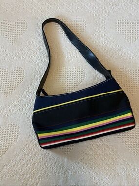 Striped Navy Shoulder Bag - Multicolor Accent